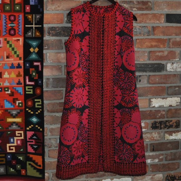 Unique Wearable Art Floral Mandala Tapestry Thick Long VEST Sleeveless Jacket - Picture 5 of 6